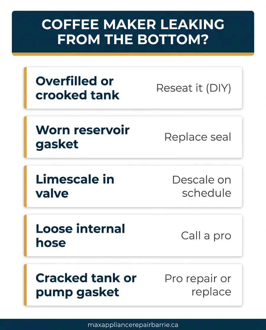 Coffee maker leak solutions diagram