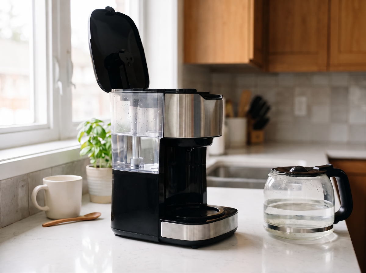 Inspecting a coffee maker leaking from the base