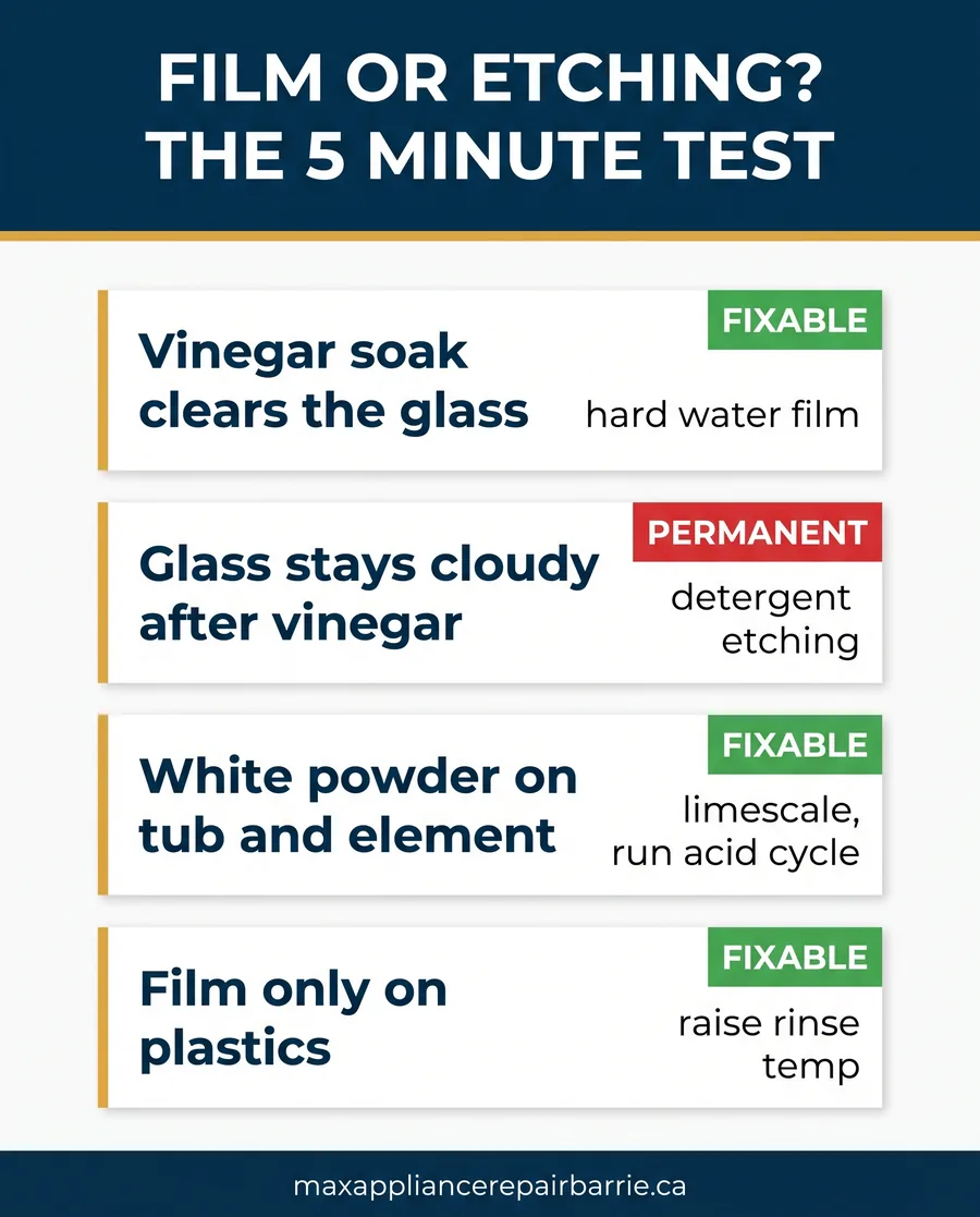 Testing glass film versus etching with vinegar soak