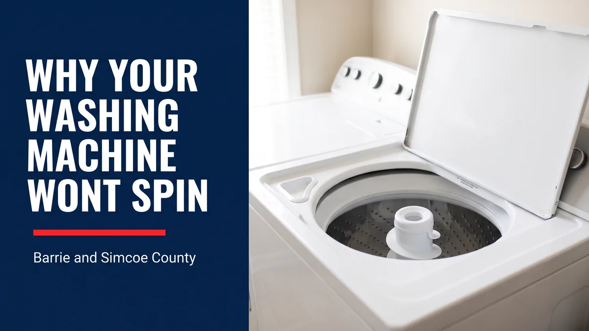 Open top-load washing machine that won't spin in a Barrie home laundry room